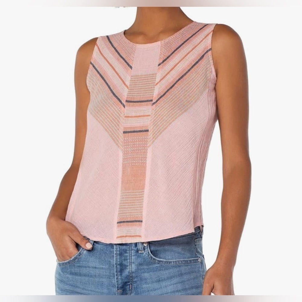 Liverpool Sleeveless Scoop Neck Popover W/Panel Pink Multi Yarn Size Small - Picture 1 of 9